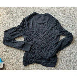 VINCE Sweater/shirt, 100% wool, lightweight, 1/4 button down, scrunched/smocked